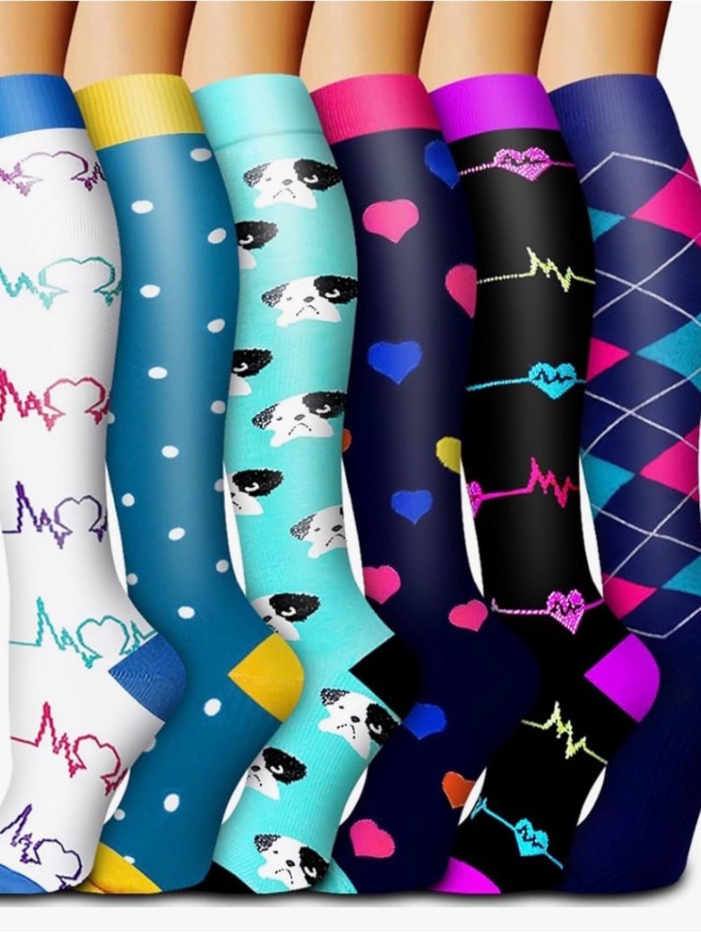 Bluemaple 6 Pack Copper Compression Socks for Women & Men Circulation A+ Support